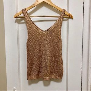 Topshop Sexy Metallic Rose Gold Knit Tank